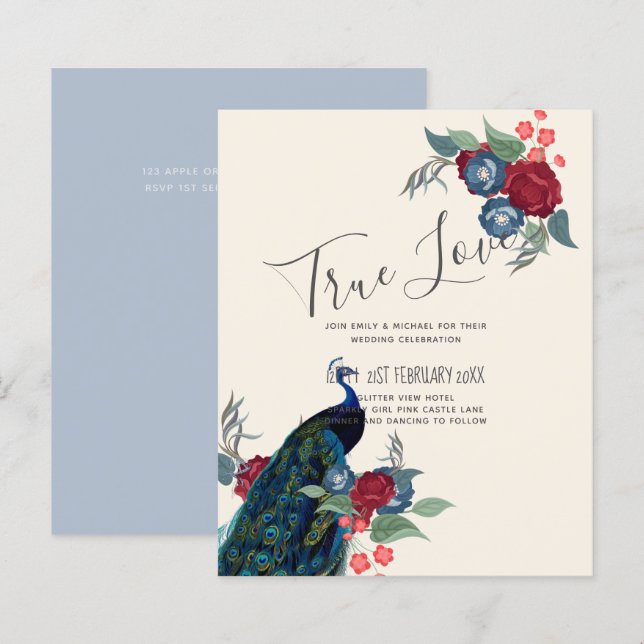 BUDGET  Bleu Paon Bourgogne Mariage d'hiver d'auto (Devant / Derrière)