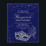 BUDGET Bleu Parties scintillant Argent Masquerade<br><div class="desc">La parties scintillant dorée scintillante masque à boule masqué avec des confettis d'or.</div>