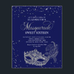 BUDGET Bleu Parties scintillant Argent Masquerade<br><div class="desc">La parties scintillant dorée scintillante masque à boule masqué avec des confettis d'or.</div>