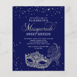 BUDGET Bleu Parties scintillant Argent Masquerade
