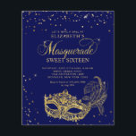 BUDGET Bleu Parties scintillant or Masquerade Swee<br><div class="desc">La parties scintillant dorée scintillante masque à boule masqué avec des confettis d'or.</div>