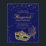 BUDGET Bleu Parties scintillant or Masquerade Swee<br><div class="desc">La parties scintillant dorée scintillante masque à boule masqué avec des confettis d'or.</div>