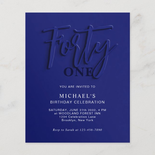 BUDGET Bleu Script Quarante 40e anniversaire adult (Devant)