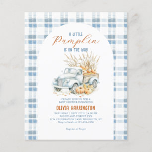 BUDGET Bleu Un petit Citrouille Baby shower de cam