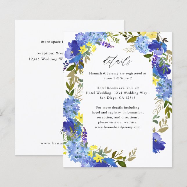 Budget bleu violet et jaune Détails floraux (Devant / Derrière)