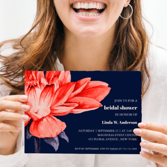 BUDGET Blooming Flower Orange Navy Bridal Shower (Créateur téléchargé)