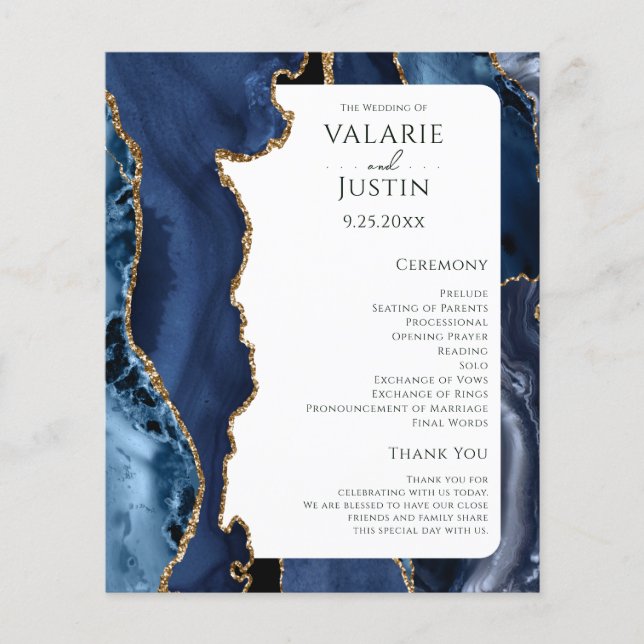 Budget Blue Agate Gold Parties scintillant Wedding (Devant)