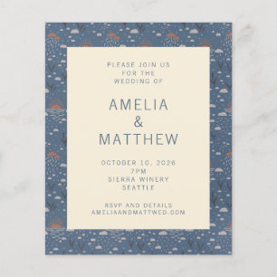 Budget Blue and Rust Boho Nature Wedding Inviter