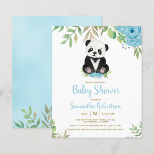 Budget Blue Boy Bear Green Shower Invitation
