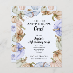 Budget Blue Citrouilles Boy Invitations d'annivers