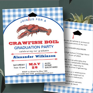 BUDGET Blue Crawfish Bouillir GRAD Party Invitatio
