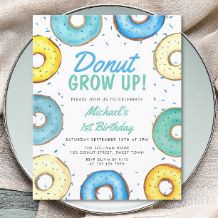 Budget Blue Donut 1er anniversaire Invitation
