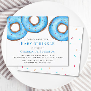 Budget Blue Donuts Garçon Baby Sprinkle Invitation