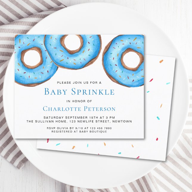 Budget Blue Donuts Garçon Baby Sprinkle Invitation (Créateur téléchargé)