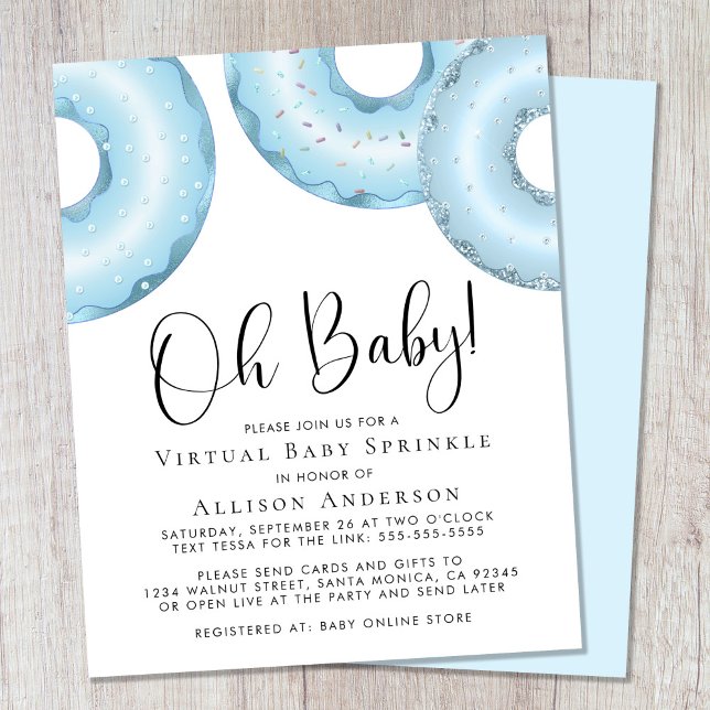 Budget Blue Donuts Virtual Baby Sprinkle Invitatio (Créateur téléchargé)