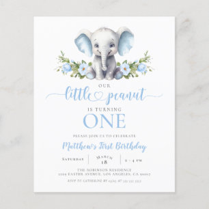 Budget Blue Elephant Boy 1er Anniversaire Invitati