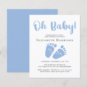 Budget Blue Feet Boy Baby shower Invitation