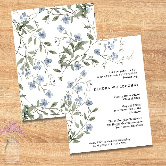 Budget Blue Fleur sauvage Homeschool Grad Invitati (Créateur téléchargé)