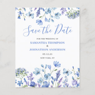 Budget Blue Floral Enregistrer la date