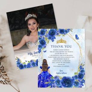 Budget Blue Floral Quinceañera Photo Merci