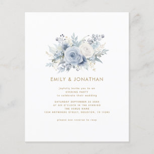 Budget Blue Florals Gold QR Mariage soirée