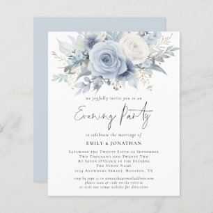 Budget Blue Florals QR Code Mariage Soirée