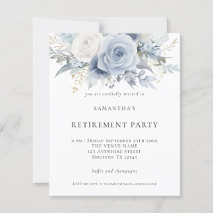 Budget Blue Florals Retraite Party Invitation