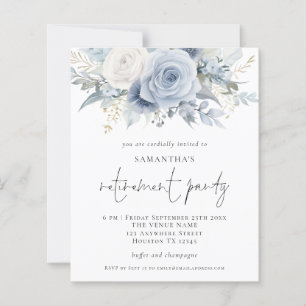 Budget Blue Florals Script Retraite Invitation de