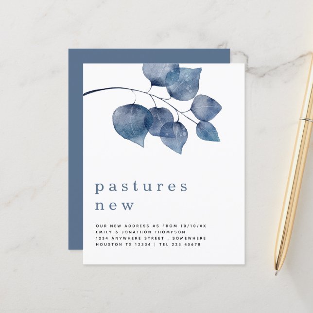 Budget Blue Foliage Moving Nouveau détail d'adress (Devant/Arrière en situation)