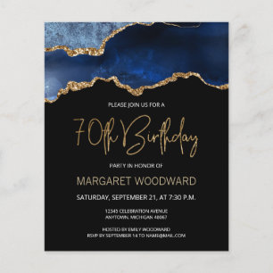 Budget Blue Gold Agate 70e anniversaire Invitation