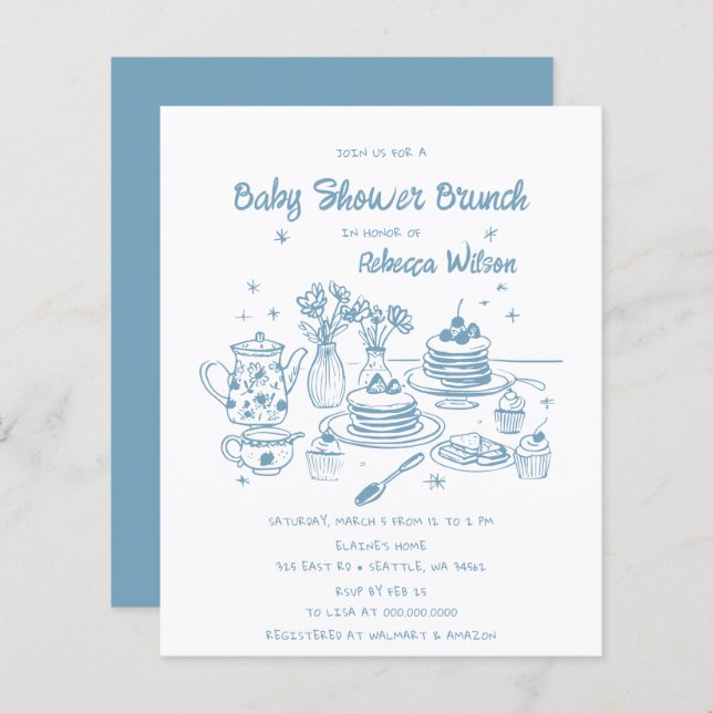 Budget Blue Main Dray Boy Baby shower Brunch (Devant / Derrière)