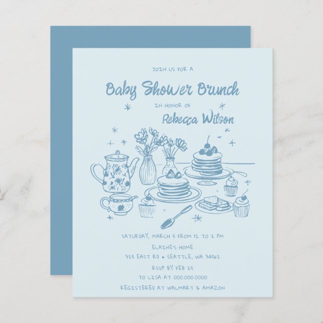 Budget Blue Main Dray Boy Baby shower Brunch (Devant / Derrière)