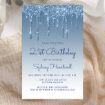 Budget Blue Parties scintillant Drip 21st Birthday<br><div class="desc">Cette prestigieuse invitation à la fête du 21e anniversaire présente une bordure brillante bleue imitant la parties scintillant et un arrière - plan bleu sombre. L'année d'anniversaire modifiable et le nom de l'invité d'honneur apparaissent dans le script d'écriture décontracté bleu, avec le reste du texte personnalisable en bleu sans serif...</div>