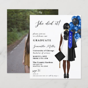 Budget Blue Photo Elle L'A Fait Graduation Invitat