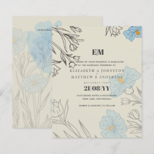 BUDGET Blue Poppy Magnolia Faire-part de mariage