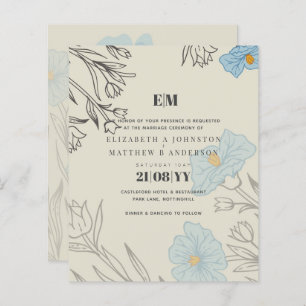 BUDGET Blue Poppy Magnolia Faire-part de mariage