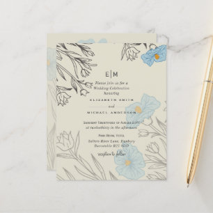 BUDGET Blue Poppy Magnolia Faire-part de mariage