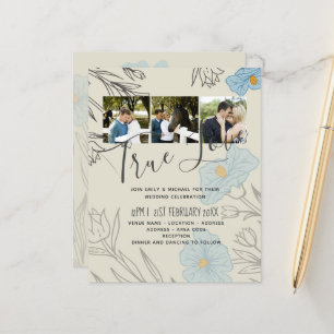 BUDGET Blue Poppy Magnolia Faire-part de mariage