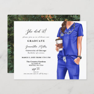 Budget Blue Scrubs Infirmière photo Invitation
