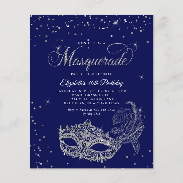 BUDGET Blue Silver Photo Masquerade Birthday (Devant)
