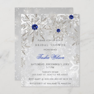 Budget Blue Snowflake Invitation de la douche nupt