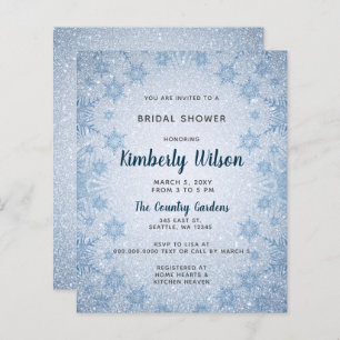 Budget Blue Snowflakes Invitation à la douche nupt