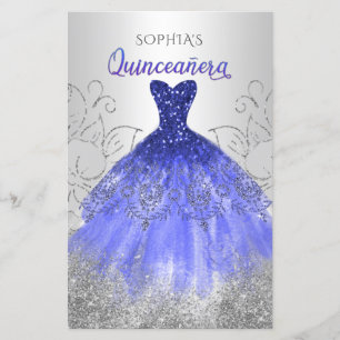 Budget Blue Sparkle Robe Quinceañera Invitation