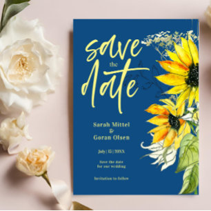 Budget Blue Sunflower Enregistrer la date Invitati