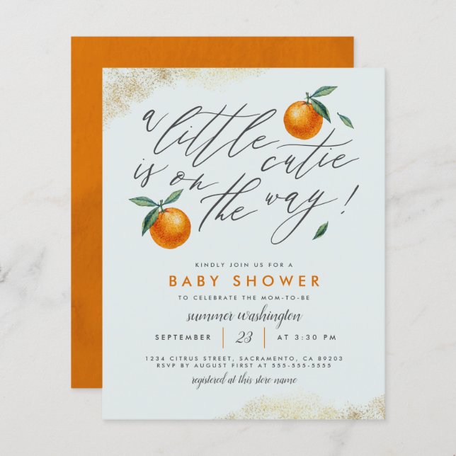 Budget Blue Un Petit Baby shower Orange Cutie (Devant / Derrière)
