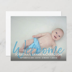 Budget Blue Welcome Multi Photo Baby Faire-part