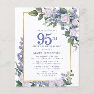 Budget Blue White Floral 95e anniversaire Invitati
