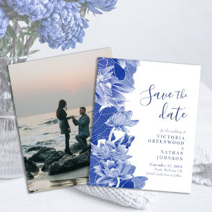 Budget Blue White Floral avec photo Enregistrer la