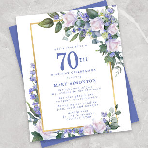 Budget Blue White Floral Invitation 70e anniversai