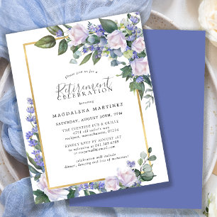 Budget Blue White Floral Retraite Invitation